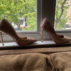Elegant Gold Studded Women's Heels